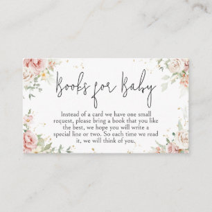 Carte D'accompagnement Livres de Baby shower à fleurs rose Dusty pour béb