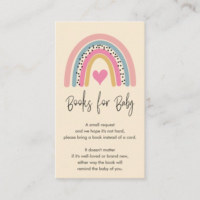 Carte D'accompagnement Livres de Baby shower Abstrait rose arc-en-ciel po (Devant)