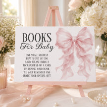 Livres de Baby Shower avec un Nœud Rose pour Bébé
