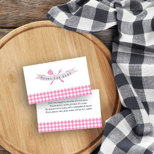 Carte D'accompagnement Livres de Baby Shower BBQ pour Bébé Plaid Rose Vin