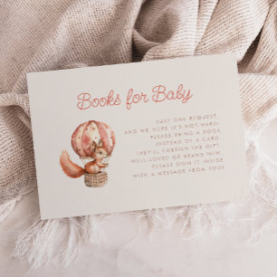 Carte D'accompagnement Livres de Baby Shower Bébé Ballon Écureuil Mignon