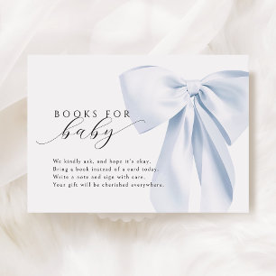 Carte D'accompagnement Livres de Baby shower Blue Bow pour bébé