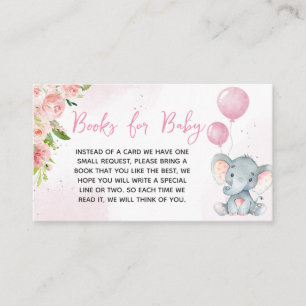 Carte D'accompagnement Livres de Baby shower Blush Pink Elephant pour béb