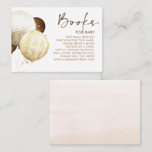 Carte D'accompagnement Livres de Baby shower Brown et Gold Balloons