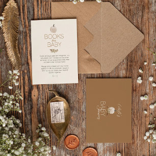 Carte D'accompagnement Livres De Baby shower Citrouille Boho Blanc Pour B