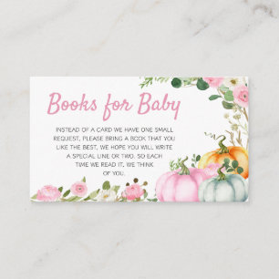 Carte D'accompagnement Livres de Baby shower Citrouille de chute rose pou