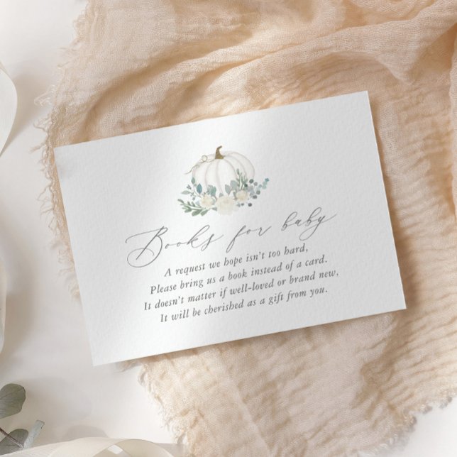 Carte D'accompagnement Livres de Baby shower Citrouille floral pour bébé (Créateur téléchargé)