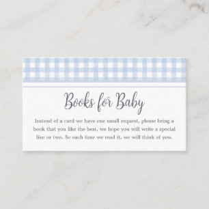 Carte D'accompagnement Livres de Baby shower classique en bleu En vichy p