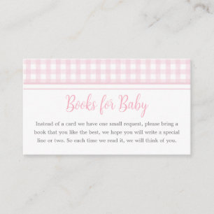 Carte D'accompagnement Livres de Baby shower classique rose En vichy pour