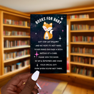 Carte D'accompagnement Livres De Baby shower Cosmic Fox Pour Bébé