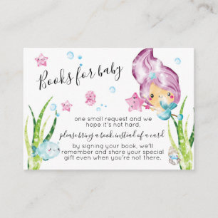 Carte D'accompagnement Livres de baby shower d'aquarelle de sirène pour