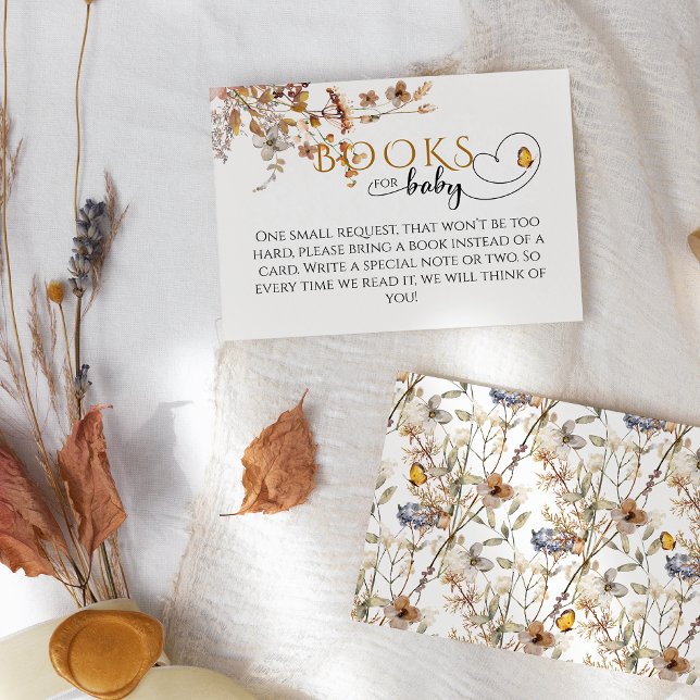 Carte D'accompagnement Livres de Baby shower d'automne Fleur sauvage aqua (Créateur téléchargé)