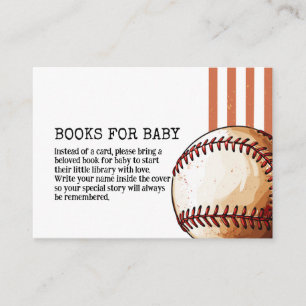 Carte D'accompagnement Livres de Baby Shower de Baseball Vintage pour Béb