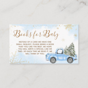 Carte D'accompagnement Livres de Baby shower de camion bleu d'hiver pour