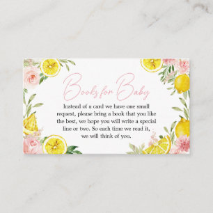 Carte D'accompagnement Livres de Baby shower de citron rose floral pour b