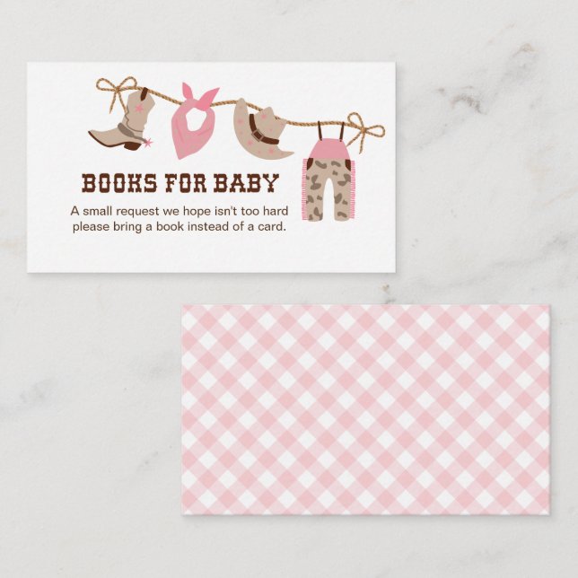 Carte D'accompagnement Livres de Baby shower de fille rose pour boîtier b (Devant / Derrière)