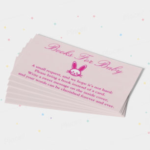 Carte D'accompagnement Livres De Baby shower De Lapin Rose Pour Baby Card