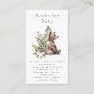 Carte D'accompagnement Livres de Baby shower de l'ours de Woodland pour b