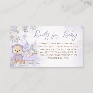 Carte D'accompagnement Livres de Baby shower de l'ours d'hiver pourpre po