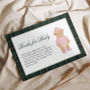 Carte D'accompagnement Livres de Baby shower de l'ours rose pour bébé