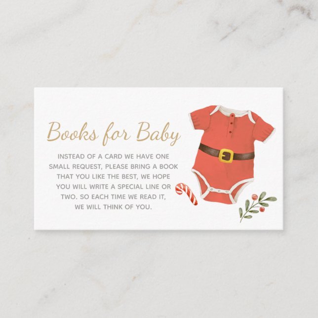 Carte D'accompagnement Livres de Baby shower de Noël Père Noël pour bébé (Devant)