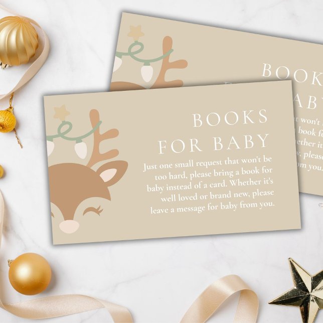Carte D'accompagnement Livres de Baby shower de Noël Reindeer pour bébé (Créateur téléchargé)
