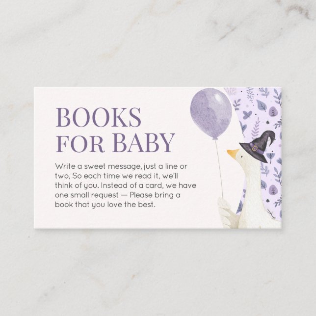 Carte D'accompagnement Livres de Baby shower de petite oie pour bébé (Devant)