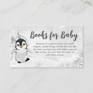 Carte D'accompagnement Livres de Baby shower de pingouin d'hiver pour béb