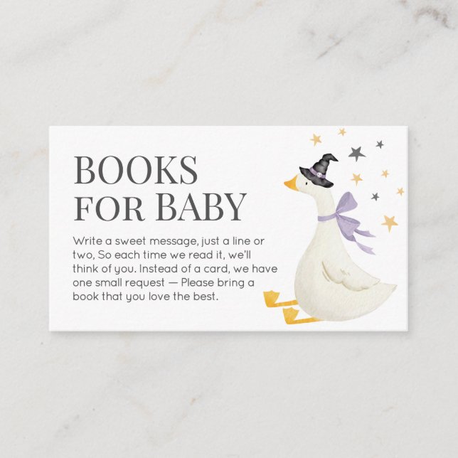 Carte D'accompagnement Livres de Baby shower de soie oie pour bébé (Devant)