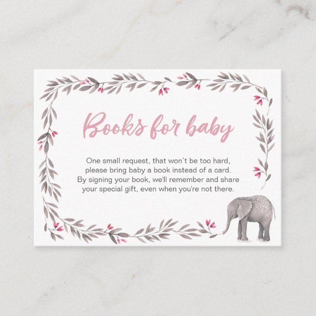 Carte D'accompagnement Livres de baby shower d'éléphant pour le bébé (Devant)