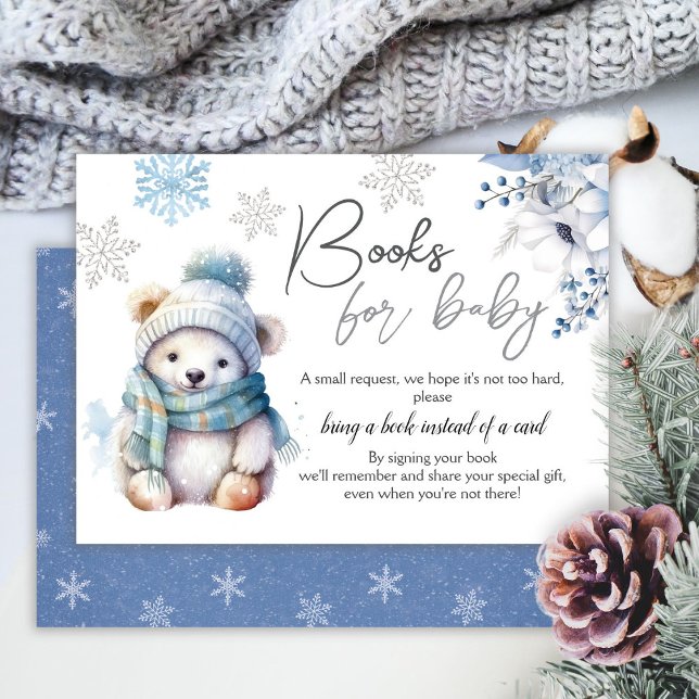 Carte D'accompagnement Livres De Baby shower D'Hiver De Neige Pour Bébé (Créateur téléchargé)