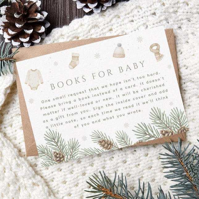 Carte D'accompagnement Livres de Baby shower d'hiver pour bébé (Créateur téléchargé)