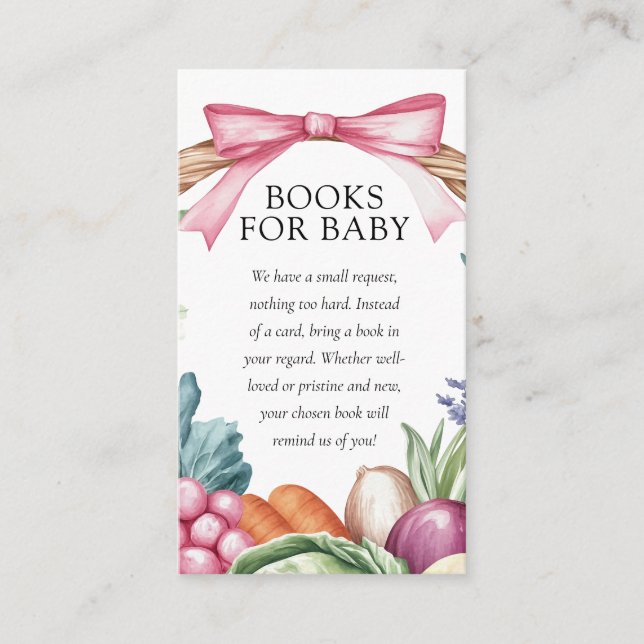 Carte D'accompagnement Livres de Baby shower du marché des fermiers culti (Devant)