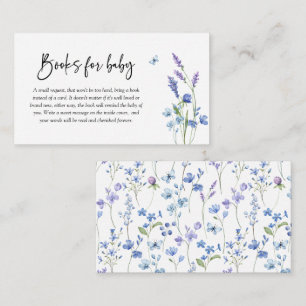 Carte D'accompagnement Livres de Baby Shower Fleur Sauvage Bleue pour Béb