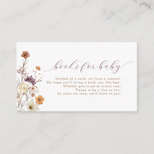 Carte D'accompagnement Livres de Baby shower Fleur sauvage pour bébé