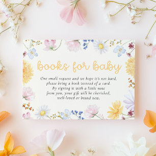 Carte D'accompagnement Livres de Baby Shower Fleur Sauvage pour Bébé
