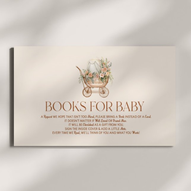 Carte D'accompagnement Livres De Baby shower Floral Pour Bébé (Créateur téléchargé)