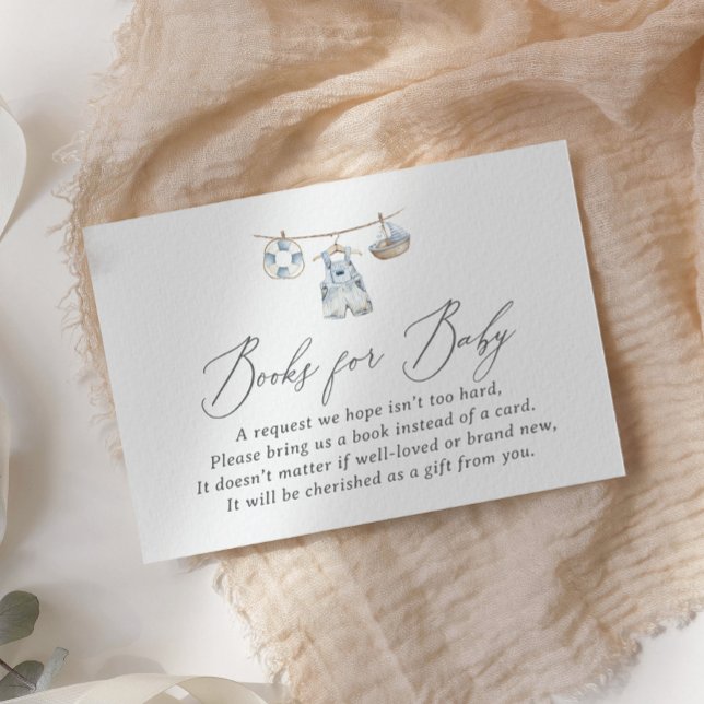 Carte D'accompagnement Livres de Baby shower nautique pour bébé (Créateur téléchargé)