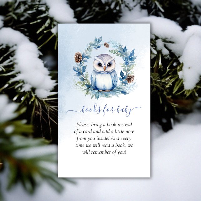 Carte D'accompagnement Livres de Baby shower pour bébé (Winter Owl Baby Shower Books for Baby Enclosure Card)
