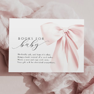 Carte D'accompagnement Livres de Baby shower pour bébé avec Bow rose