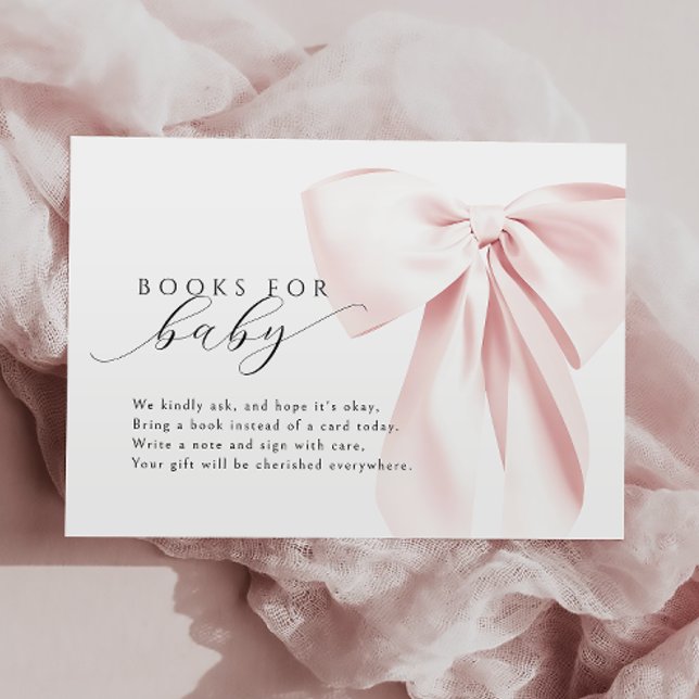 Carte D'accompagnement Livres de Baby shower pour bébé avec Bow rose (Créateur téléchargé)