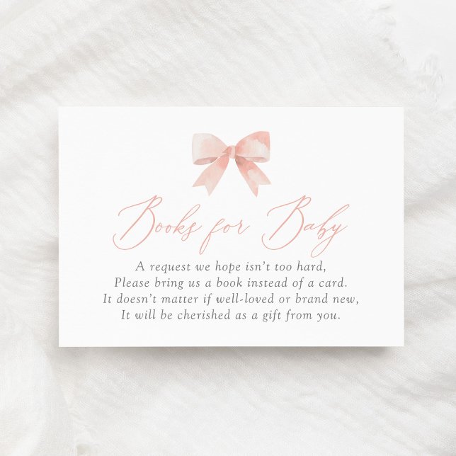 Carte D'accompagnement Livres de Baby shower pour bébé avec Bow rose (Créateur téléchargé)