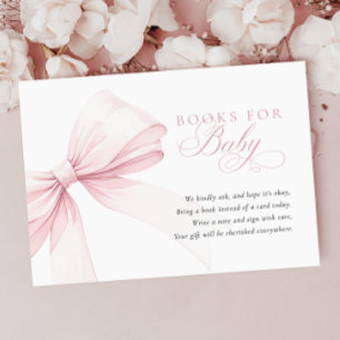 Carte D'accompagnement Livres de Baby shower pour bébé avec Bow rose Girl