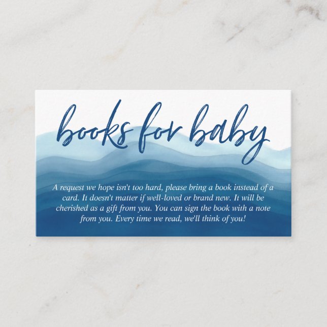 Carte D'accompagnement Livres de baby shower pour bébé bleu aquarelle Omb (Devant)