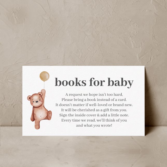Carte D'accompagnement Livres De Baby shower Pour Bébé Teddy Bear (Créateur téléchargé)