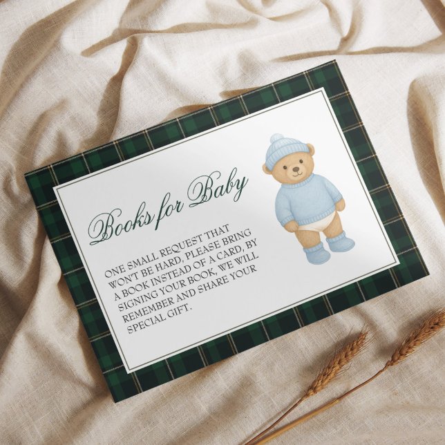 Carte D'accompagnement Livres de Baby shower Preppy Bear pour bébé (Créateur téléchargé)