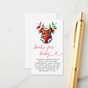 Carte D'accompagnement Livres de Baby shower Red Christmas Père Noël pour