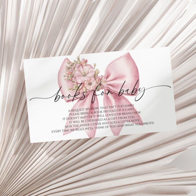 Carte D'accompagnement Livres De Baby shower Rose Floral Bow Pour Bébé (Créateur téléchargé)