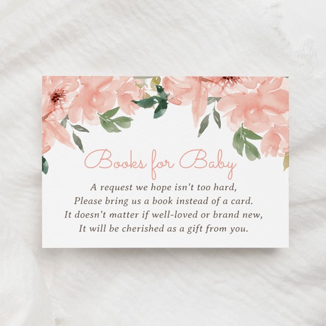 Carte D'accompagnement Livres de Baby shower rose floral pour bébé (Créateur téléchargé)