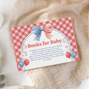 Carte D'accompagnement Livres de Baby Shower Rouge Blanc et À Venir pour